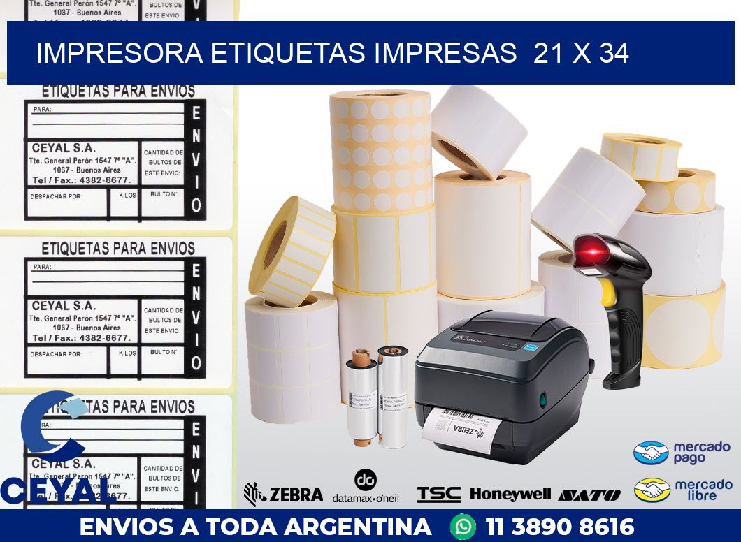 IMPRESORA ETIQUETAS IMPRESAS  21 x 34