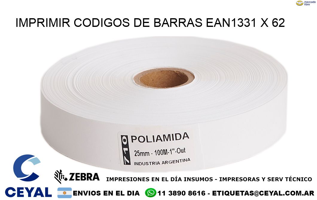 IMPRIMIR CODIGOS DE BARRAS EAN1331 x 62