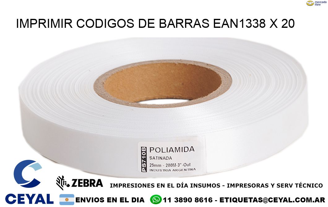 IMPRIMIR CODIGOS DE BARRAS EAN1338 x 20
