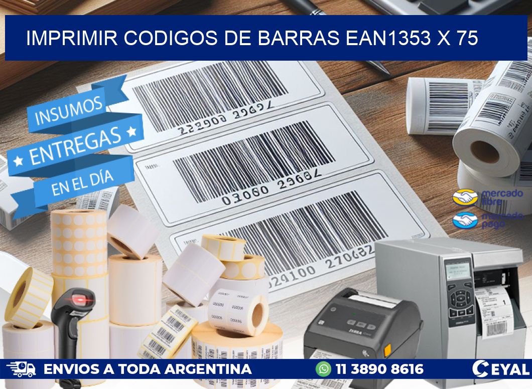 IMPRIMIR CODIGOS DE BARRAS EAN1353 x 75