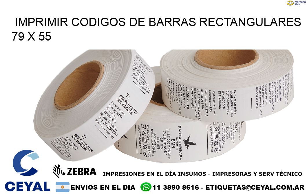 IMPRIMIR CODIGOS DE BARRAS RECTANGULARES 79 x 55