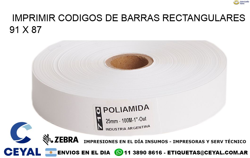 IMPRIMIR CODIGOS DE BARRAS RECTANGULARES 91 x 87
