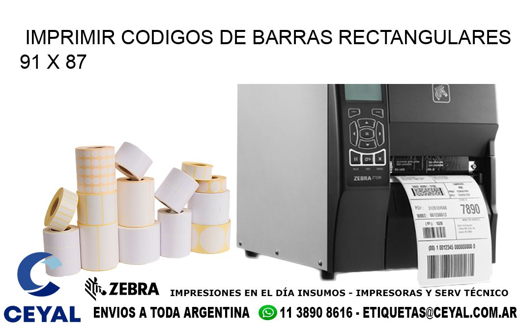 IMPRIMIR CODIGOS DE BARRAS RECTANGULARES 91 x 87