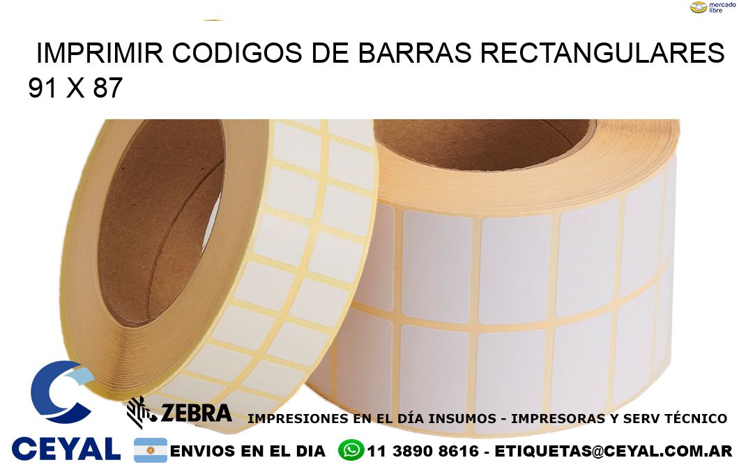 IMPRIMIR CODIGOS DE BARRAS RECTANGULARES 91 x 87