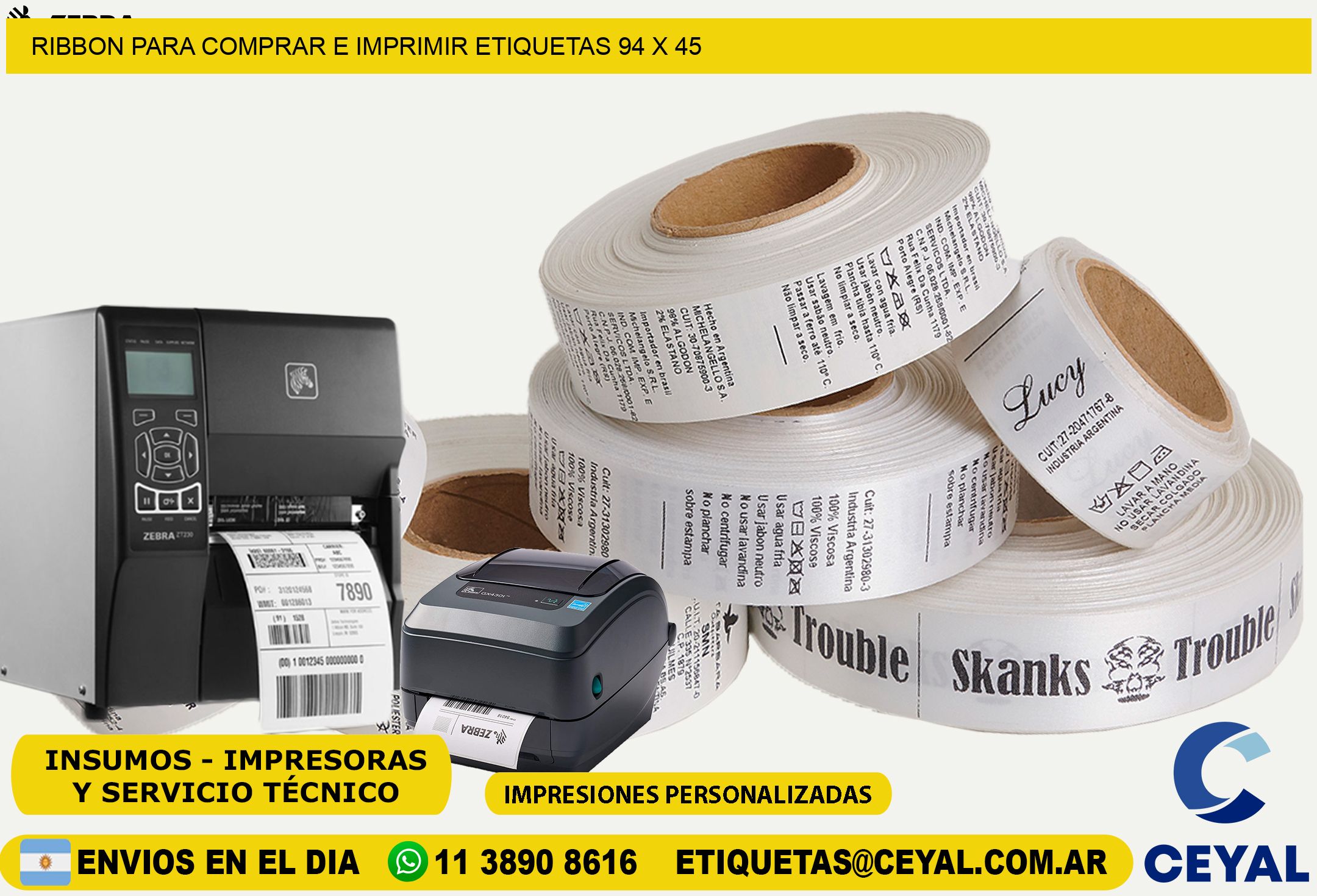 RIBBON PARA COMPRAR E IMPRIMIR ETIQUETAS 94 x 45