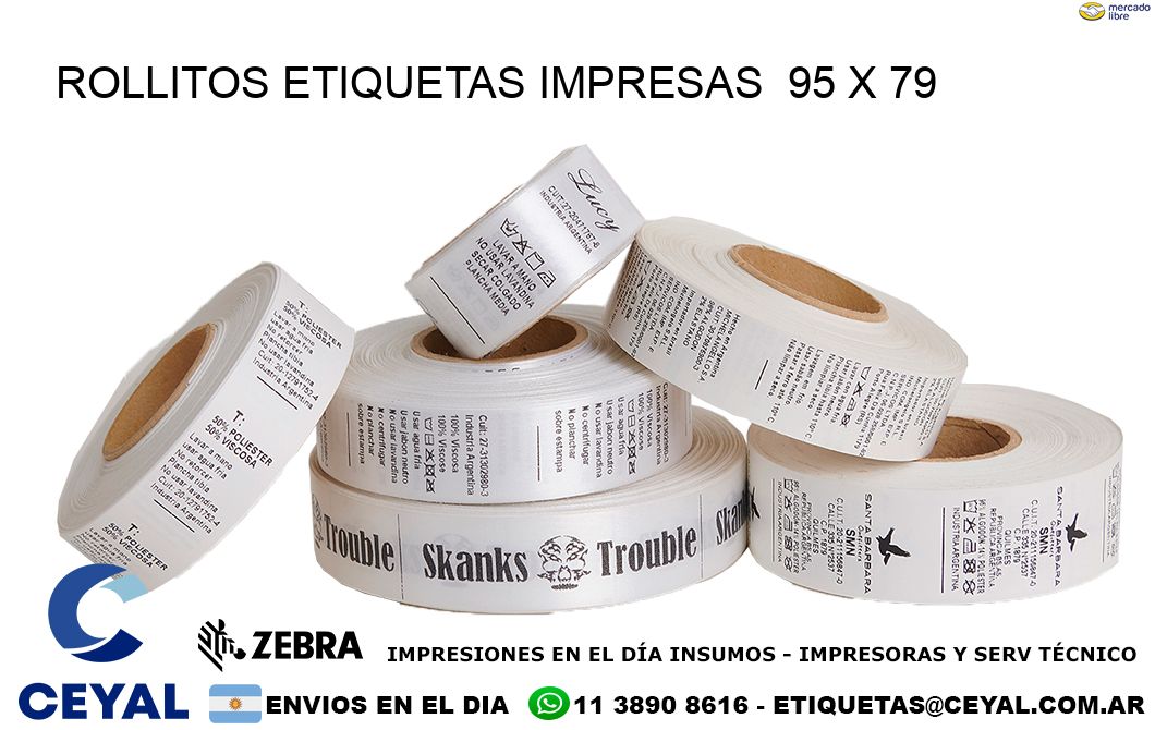 ROLLITOS ETIQUETAS IMPRESAS  95 x 79