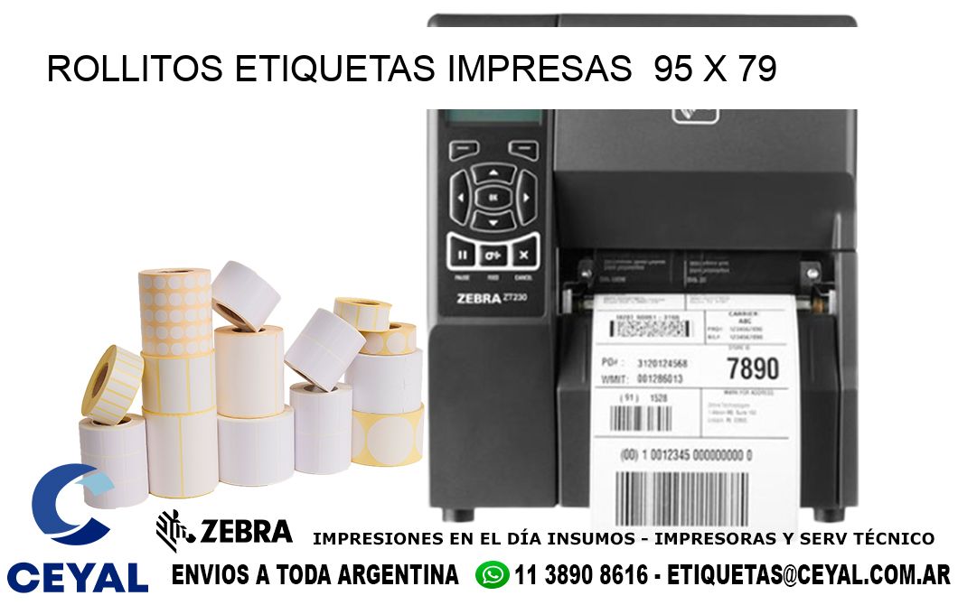 ROLLITOS ETIQUETAS IMPRESAS  95 x 79