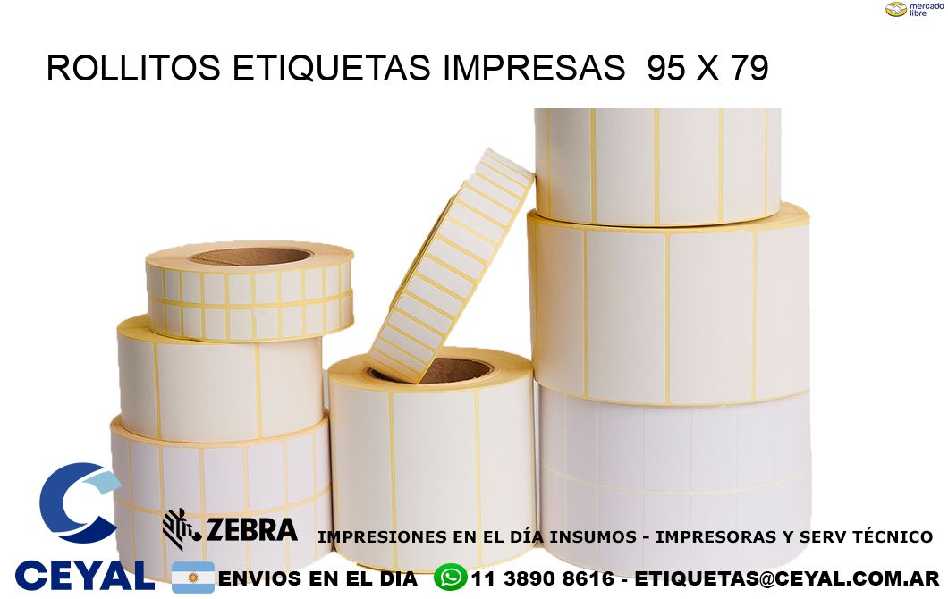 ROLLITOS ETIQUETAS IMPRESAS  95 x 79