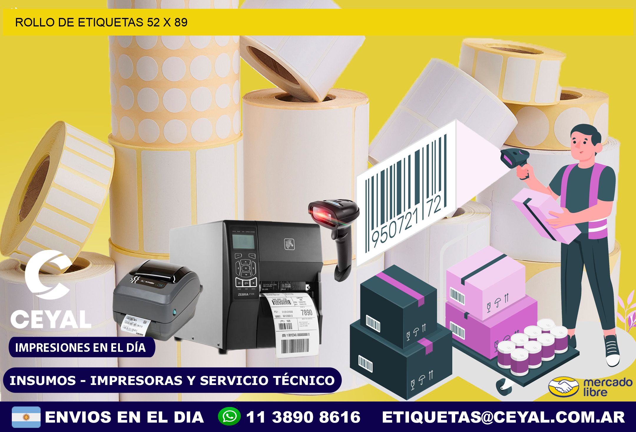 ROLLO DE ETIQUETAS 52 x 89
