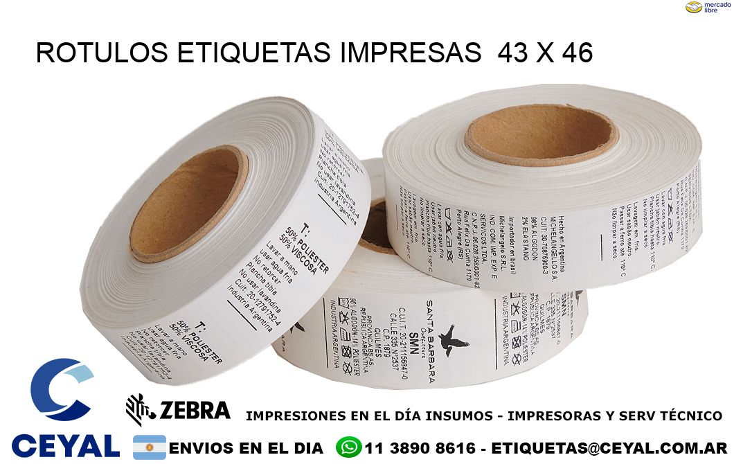 ROTULOS ETIQUETAS IMPRESAS  43 x 46