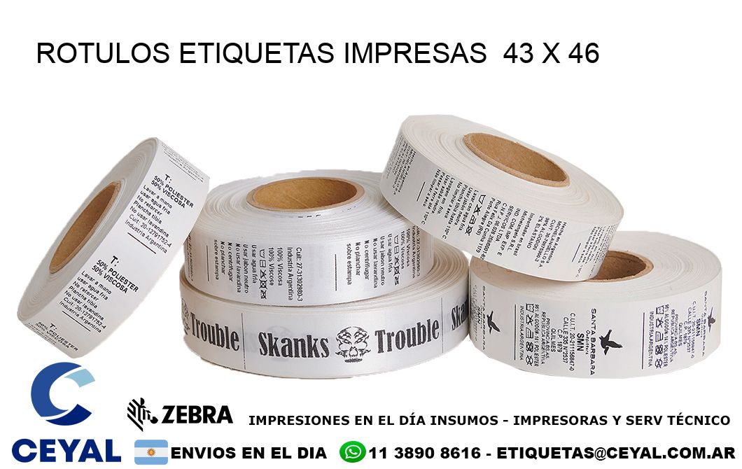 ROTULOS ETIQUETAS IMPRESAS  43 x 46