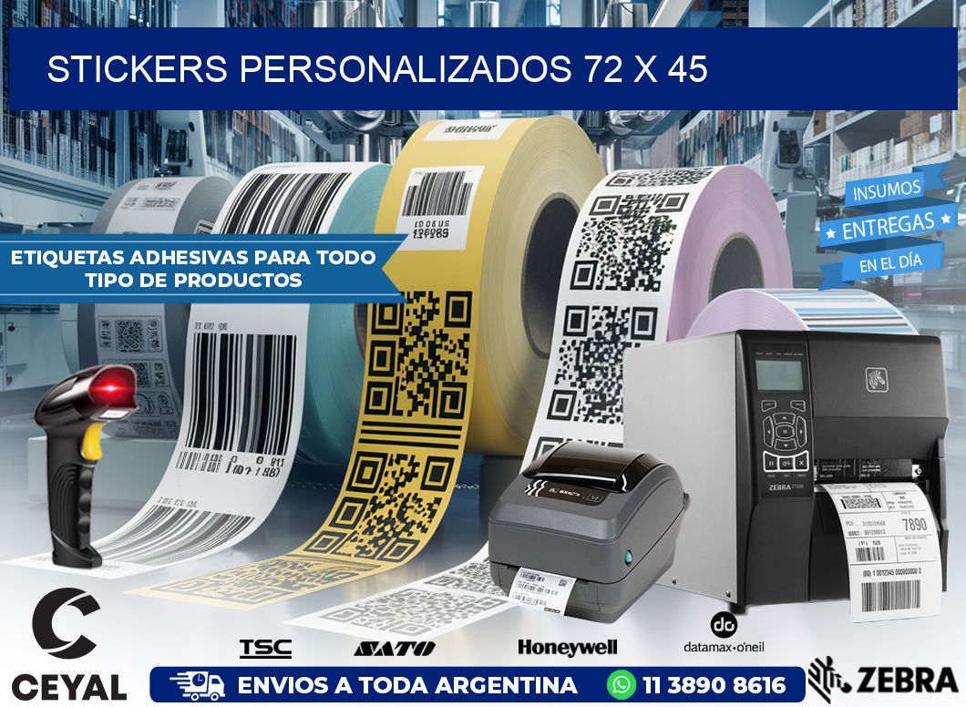 STICKERS PERSONALIZADOS 72 x 45