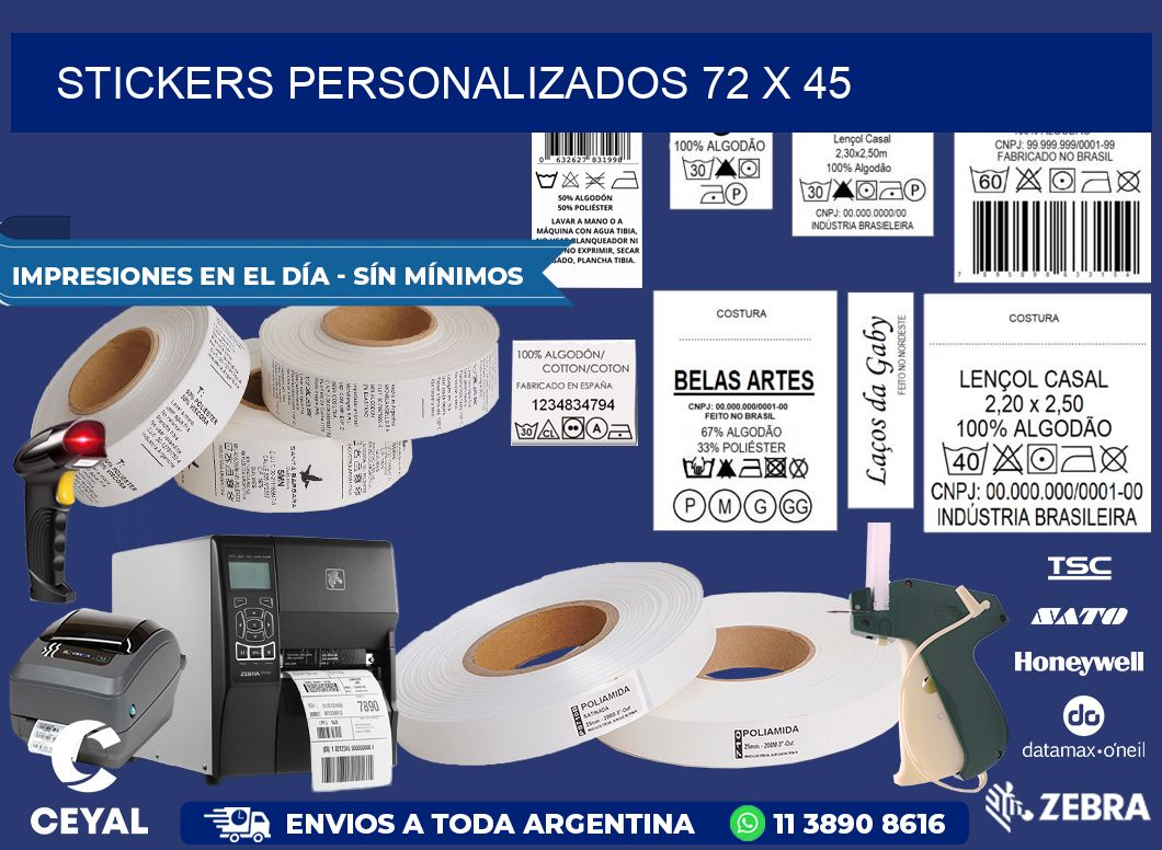 STICKERS PERSONALIZADOS 72 x 45