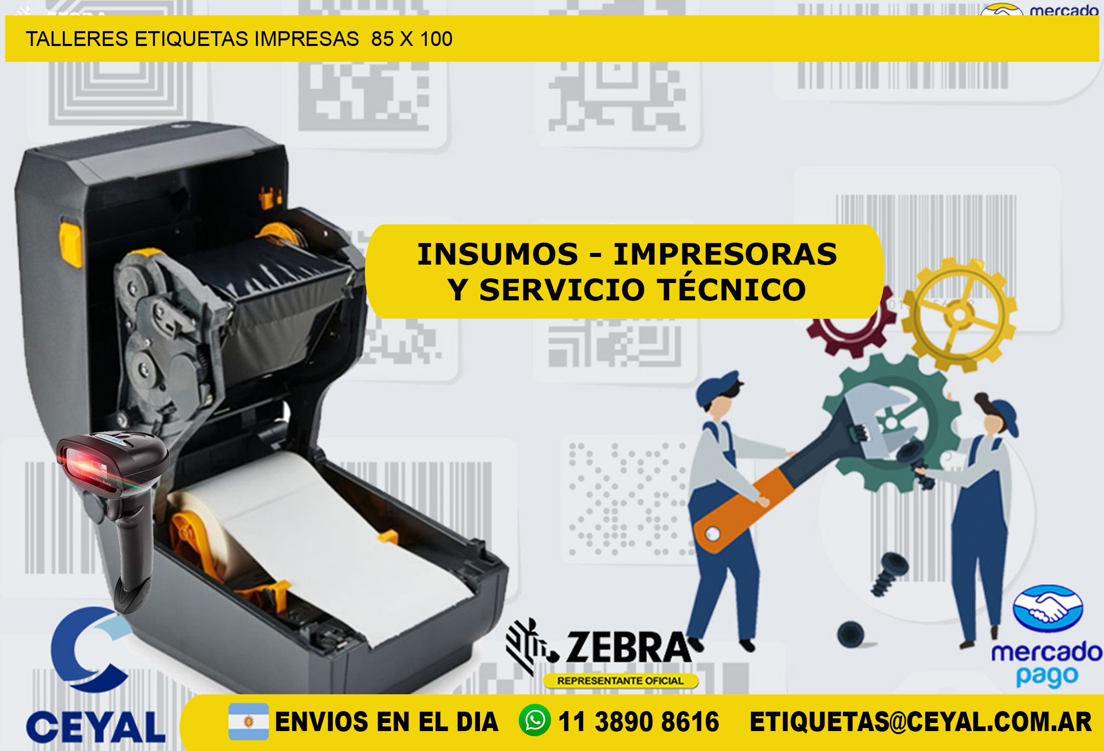 TALLERES ETIQUETAS IMPRESAS  85 x 100