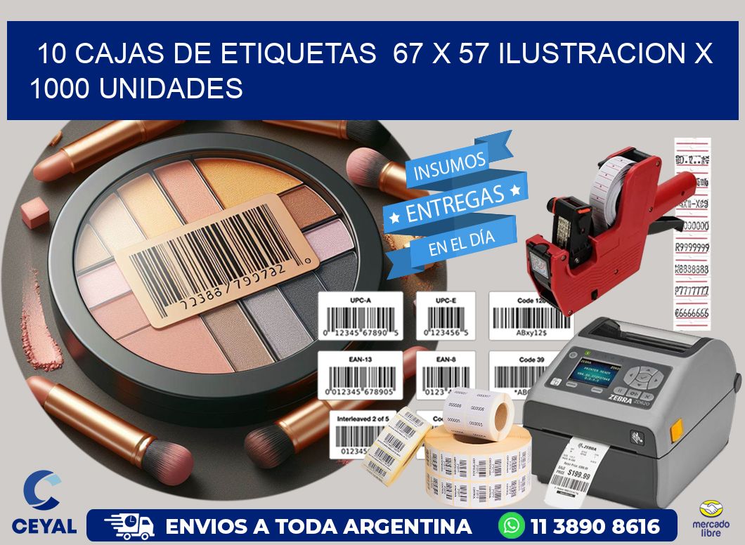 10 CAJAS DE ETIQUETAS  67 x 57 ILUSTRACION X 1000 UNIDADES