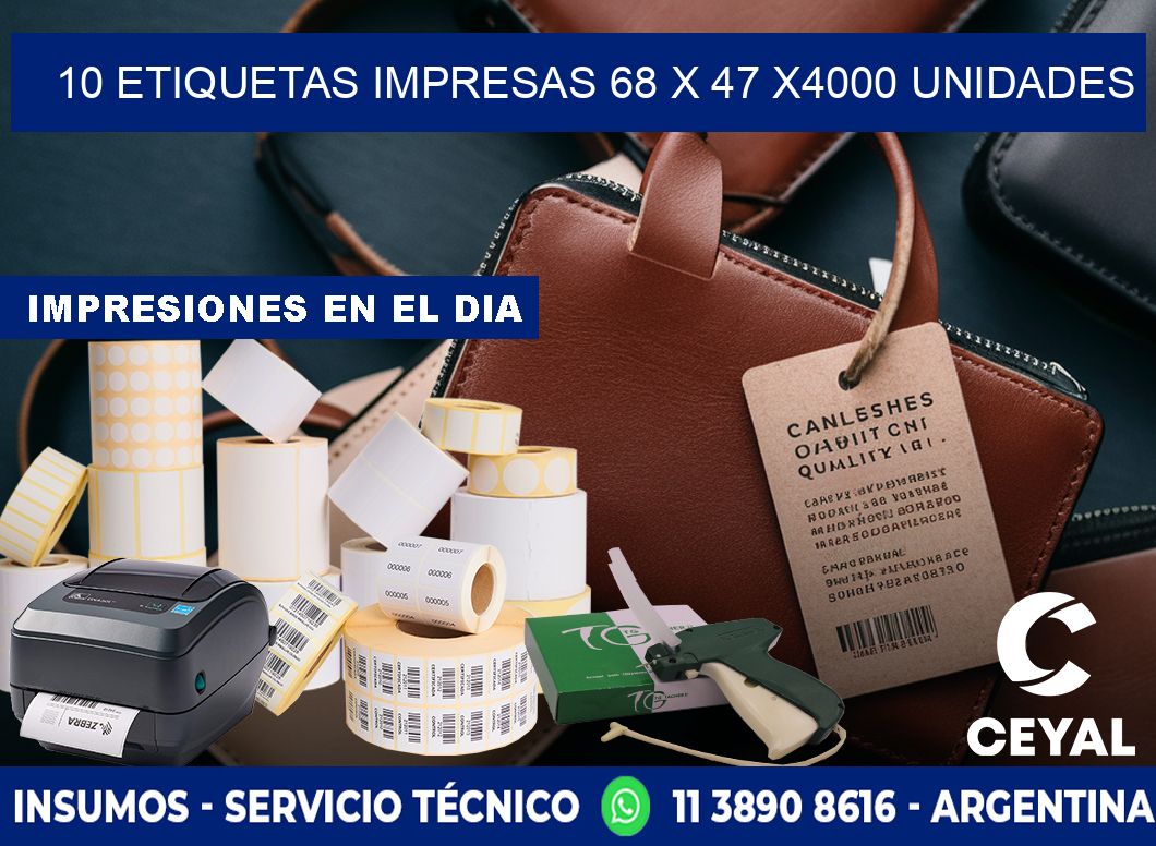 10 ETIQUETAS IMPRESAS 68 x 47 X4000 UNIDADES