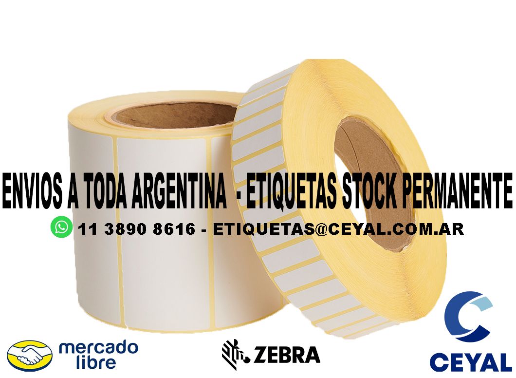 10 ROLLOS  ZEBRA 77 x 63 X 1300 UNIDADES