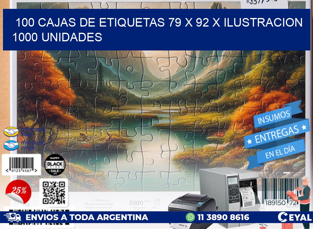 100 CAJAS DE ETIQUETAS 79 x 92 X ILUSTRACION 1000 UNIDADES