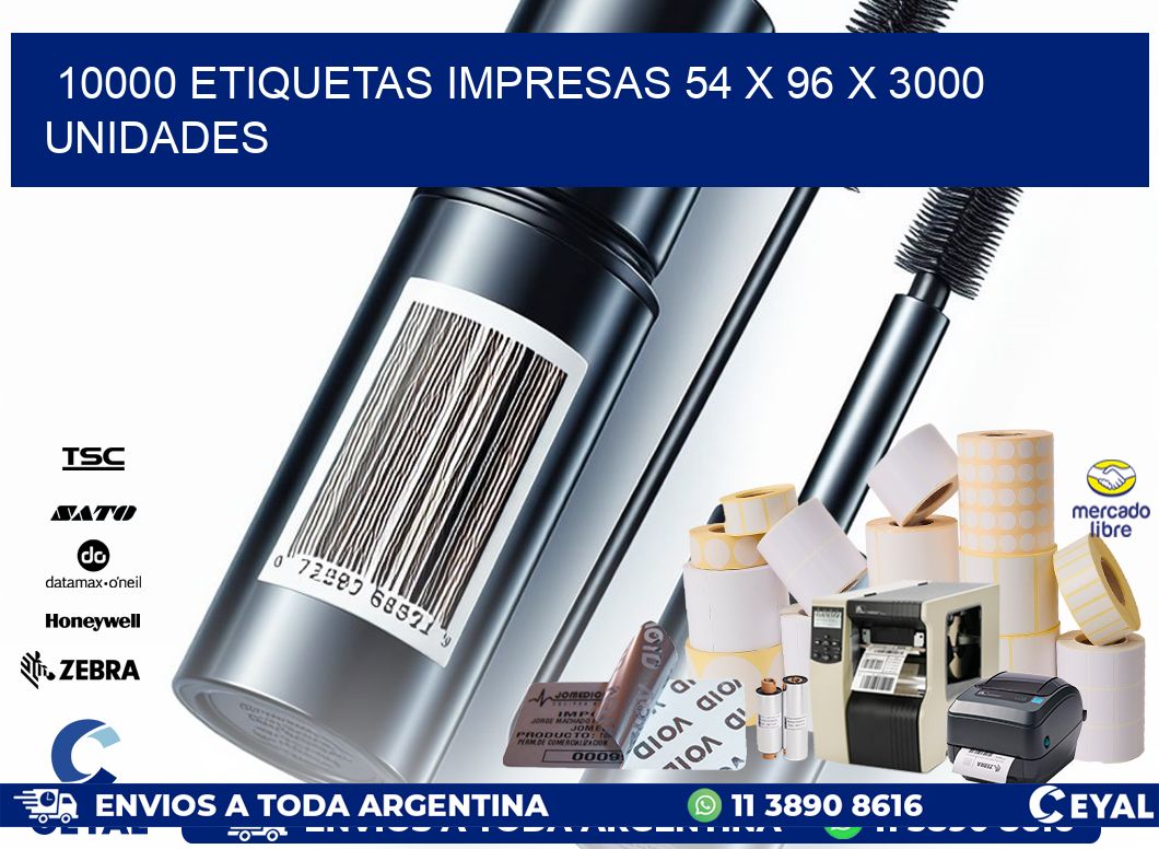 10000 ETIQUETAS IMPRESAS 54 x 96 X 3000 UNIDADES