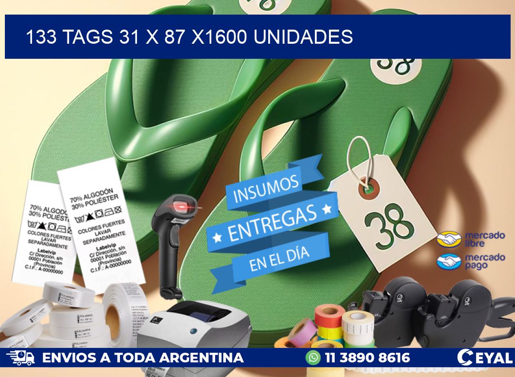 133 TAGS 31 x 87 X1600 UNIDADES