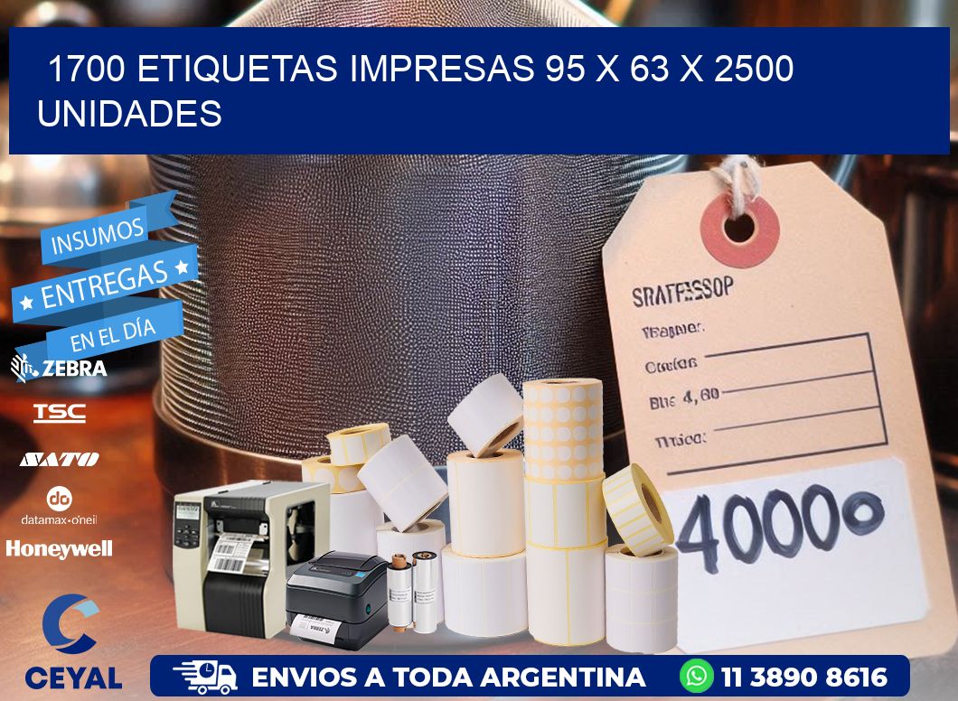 1700 ETIQUETAS IMPRESAS 95 x 63 X 2500 UNIDADES