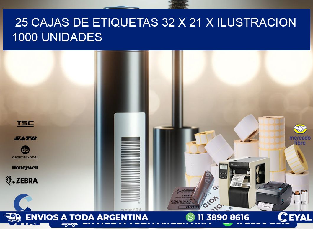 25 CAJAS DE ETIQUETAS 32 x 21 X ILUSTRACION 1000 UNIDADES