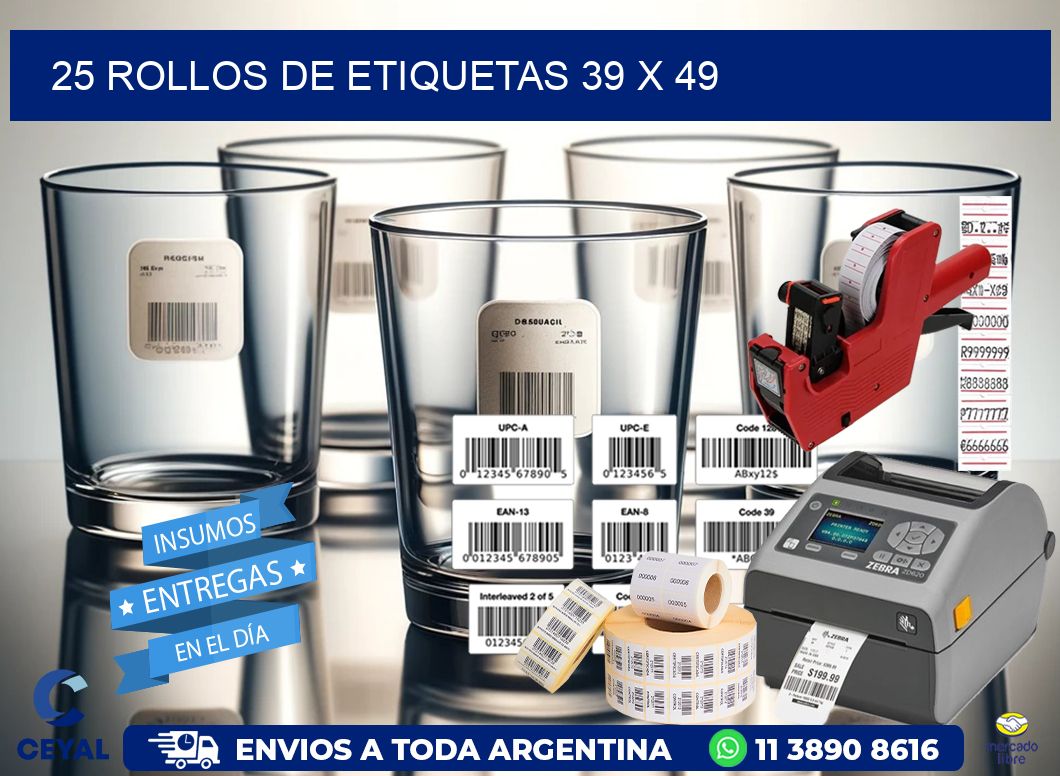 25 ROLLOS DE ETIQUETAS 39 x 49