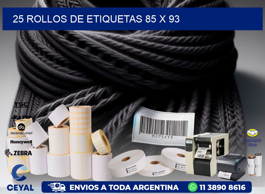 25 ROLLOS DE ETIQUETAS 85 x 93