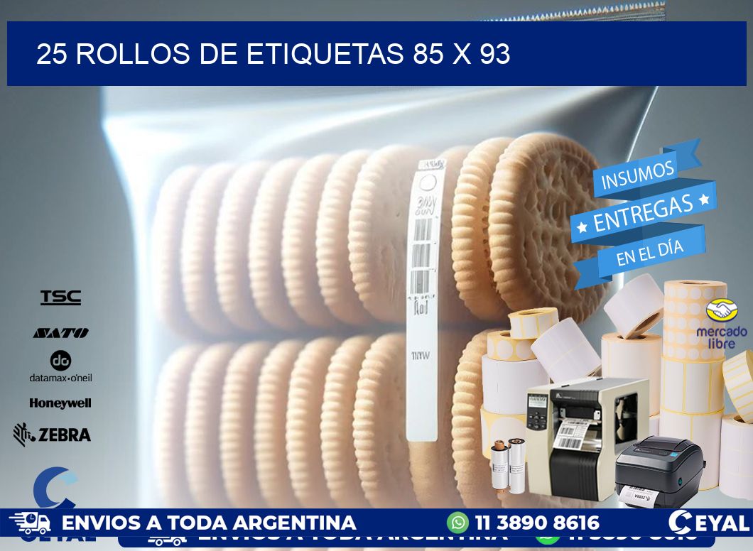 25 ROLLOS DE ETIQUETAS 85 x 93