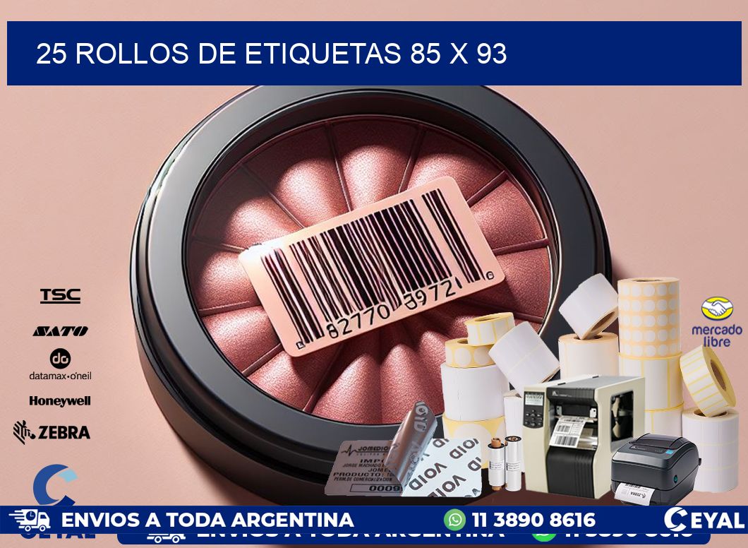 25 ROLLOS DE ETIQUETAS 85 x 93
