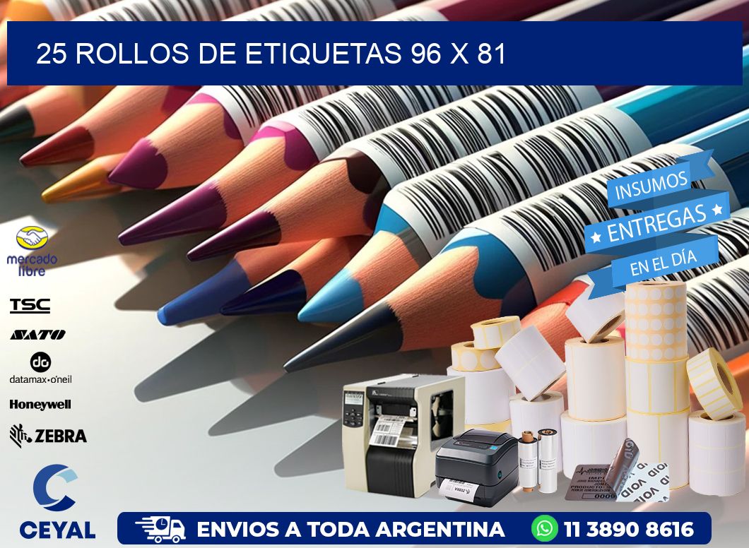 25 ROLLOS DE ETIQUETAS 96 x 81
