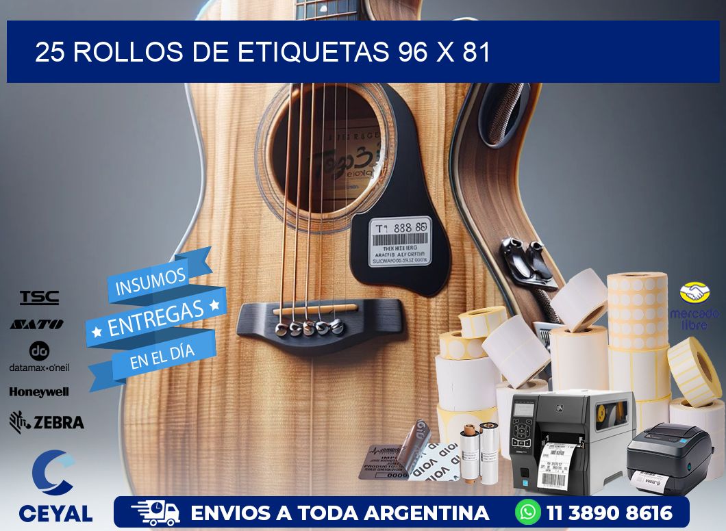 25 ROLLOS DE ETIQUETAS 96 x 81