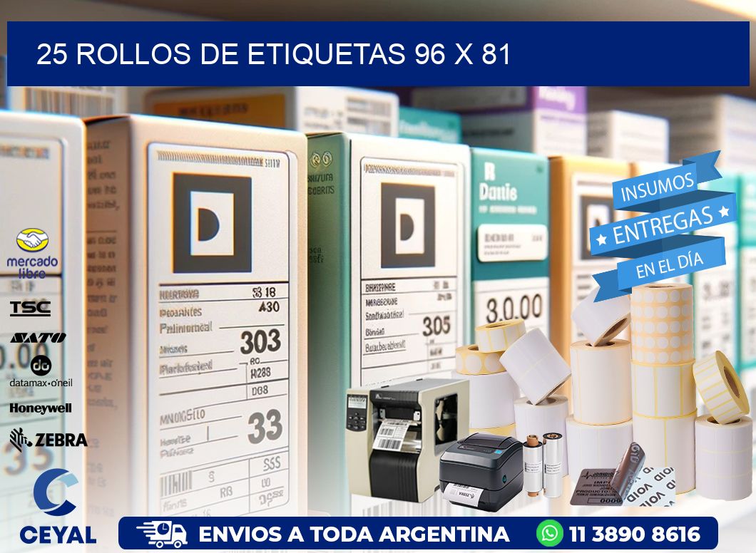 25 ROLLOS DE ETIQUETAS 96 x 81