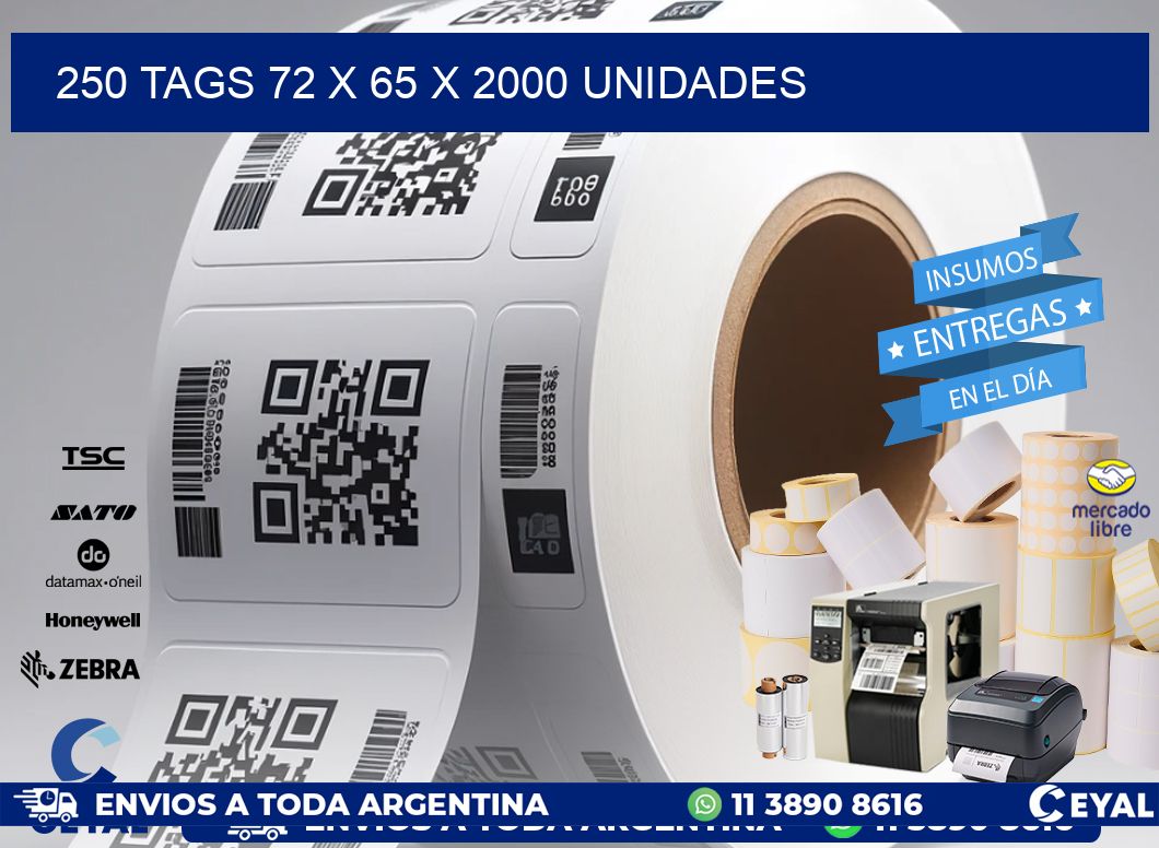 250 TAGS 72 x 65 X 2000 UNIDADES