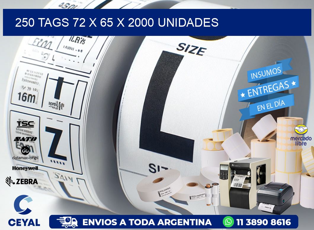 250 TAGS 72 x 65 X 2000 UNIDADES