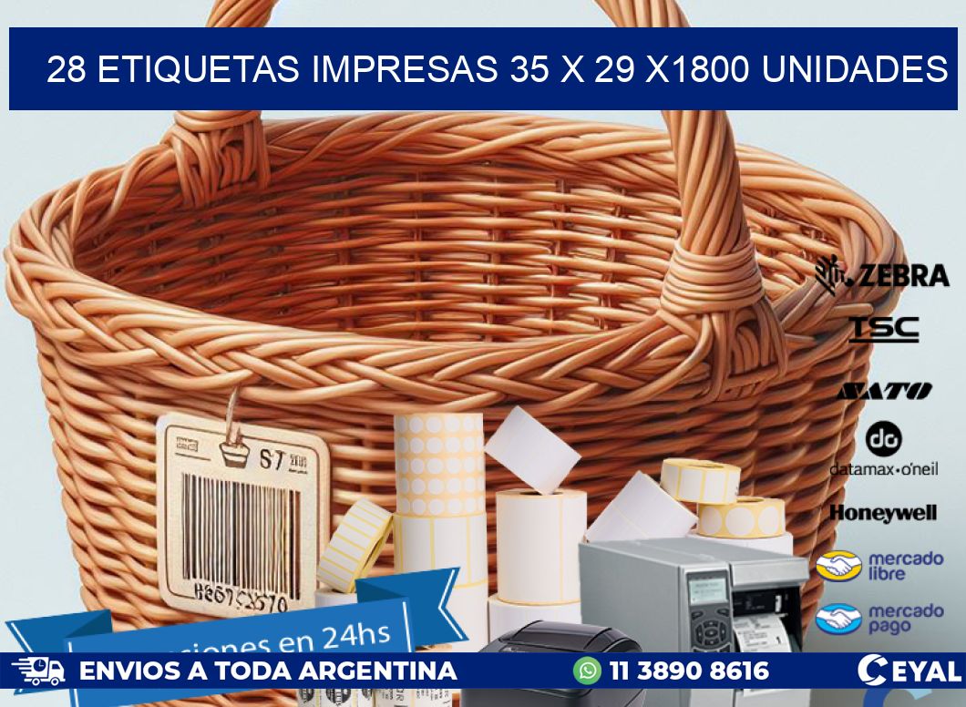 28 ETIQUETAS IMPRESAS 35 x 29 X1800 UNIDADES