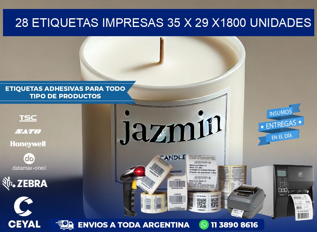 28 ETIQUETAS IMPRESAS 35 x 29 X1800 UNIDADES