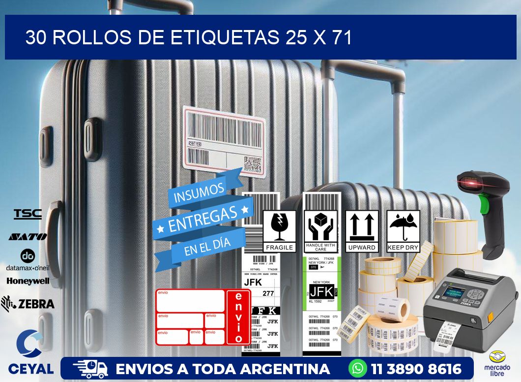 30 ROLLOS DE ETIQUETAS 25 x 71