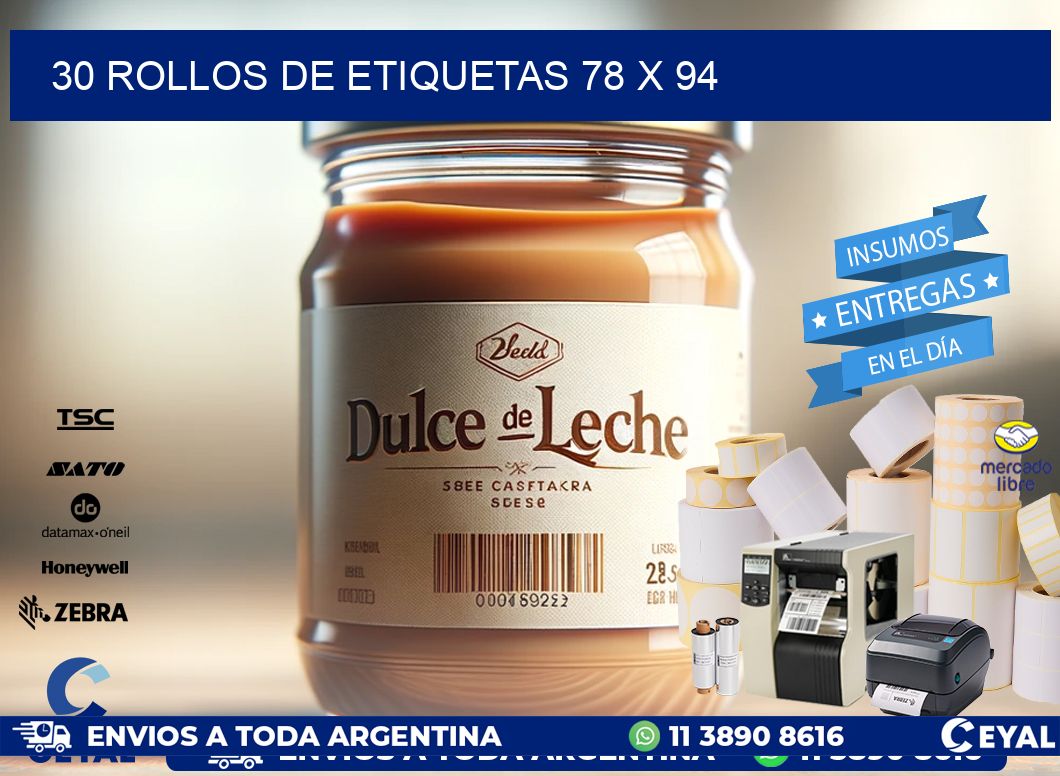 30 ROLLOS DE ETIQUETAS 78 x 94