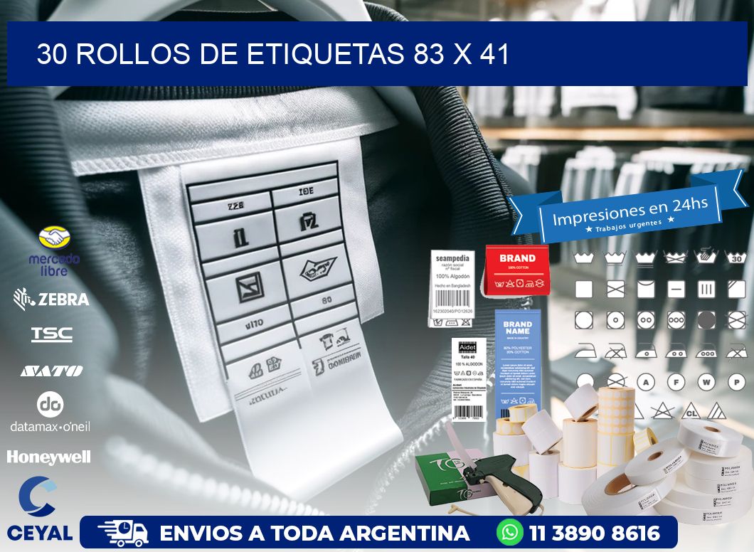 30 ROLLOS DE ETIQUETAS 83 x 41