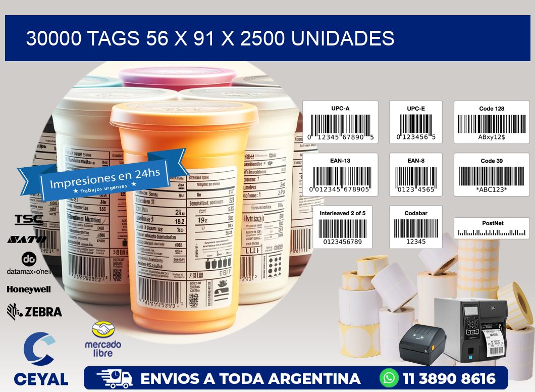 30000 TAGS 56 x 91 X 2500 UNIDADES