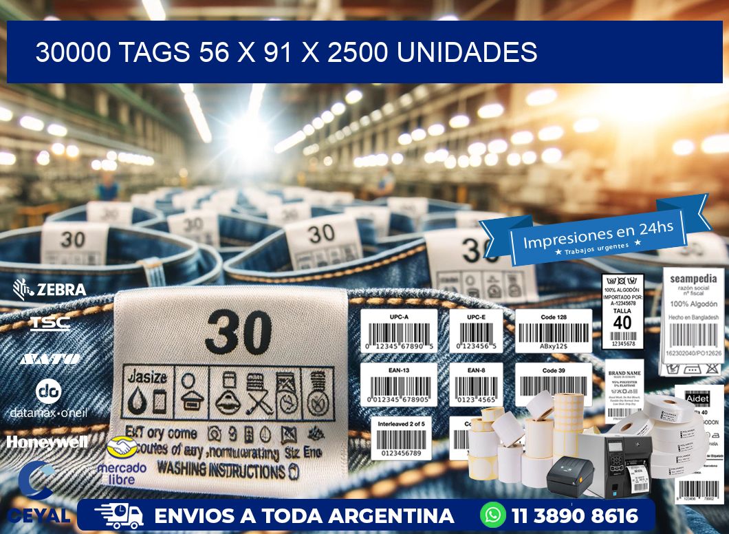 30000 TAGS 56 x 91 X 2500 UNIDADES