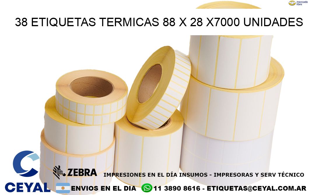 38 ETIQUETAS TERMICAS 88 x 28 X7000 UNIDADES