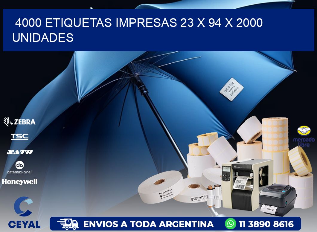 4000 ETIQUETAS IMPRESAS 23 x 94 X 2000 UNIDADES