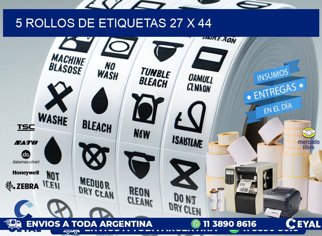 5 ROLLOS DE ETIQUETAS 27 x 44