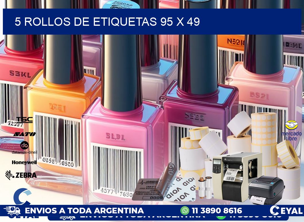 5 ROLLOS DE ETIQUETAS 95 x 49
