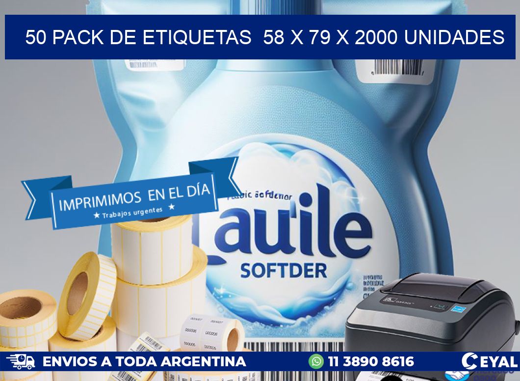 50 PACK DE ETIQUETAS  58 x 79 X 2000 UNIDADES