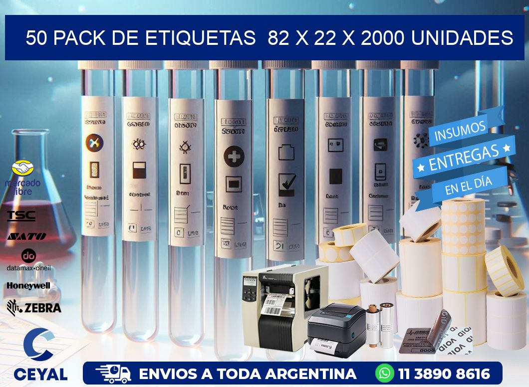 50 PACK DE ETIQUETAS  82 x 22 X 2000 UNIDADES