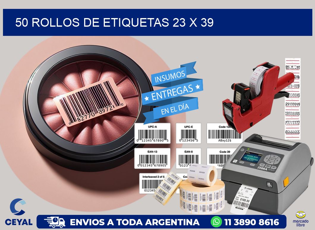 50 ROLLOS DE ETIQUETAS 23 x 39