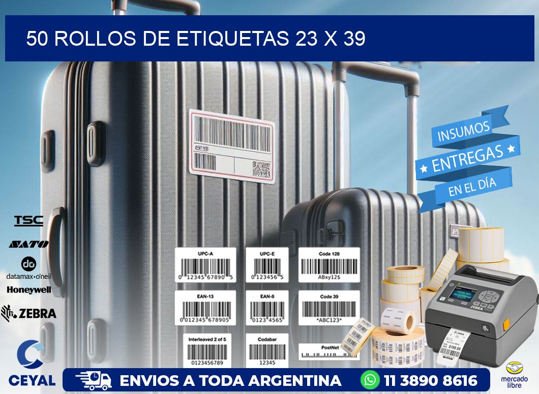 50 ROLLOS DE ETIQUETAS 23 x 39